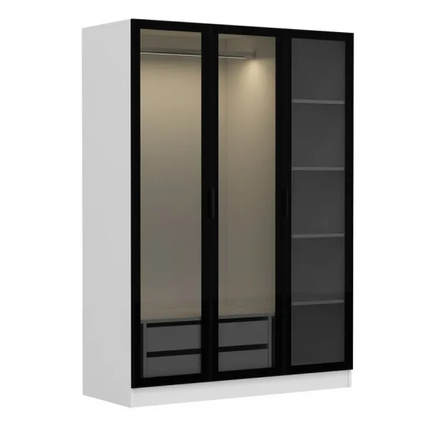 Šatníková skriňa Kale White Black - 2274
