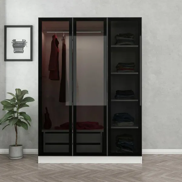 Šatníková skriňa Kale White Black - 2274