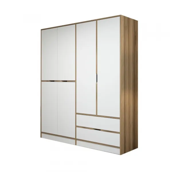 Kalune Design Šatní skříň Elina 180 cm bílá/ořech