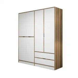 Kalune Design Šatní skříň Elina 180 cm bílá/ořech