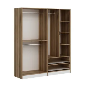 Kalune Design Šatní skříň Elina 180 cm bílá/ořech