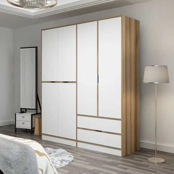 Kalune Design Šatní skříň Elina 180 cm bílá/ořech
