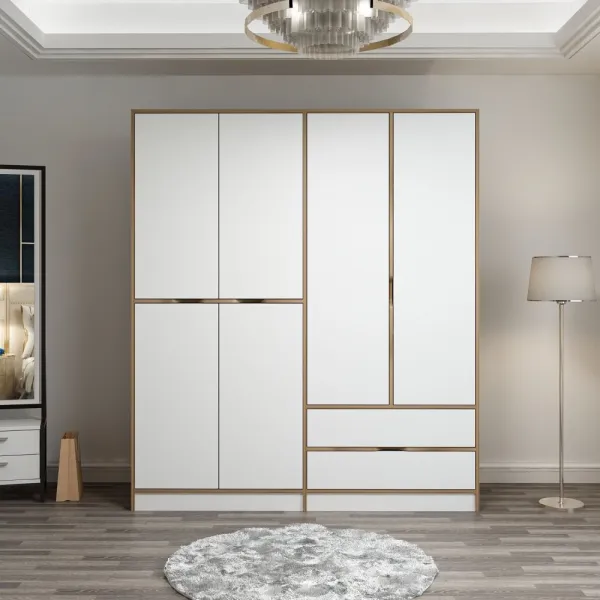 Kalune Design Šatní skříň Elina 180 cm bílá/ořech
