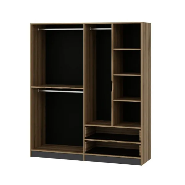 Kalune Design Šatní skříň Elina 180 cm grafit/ořech