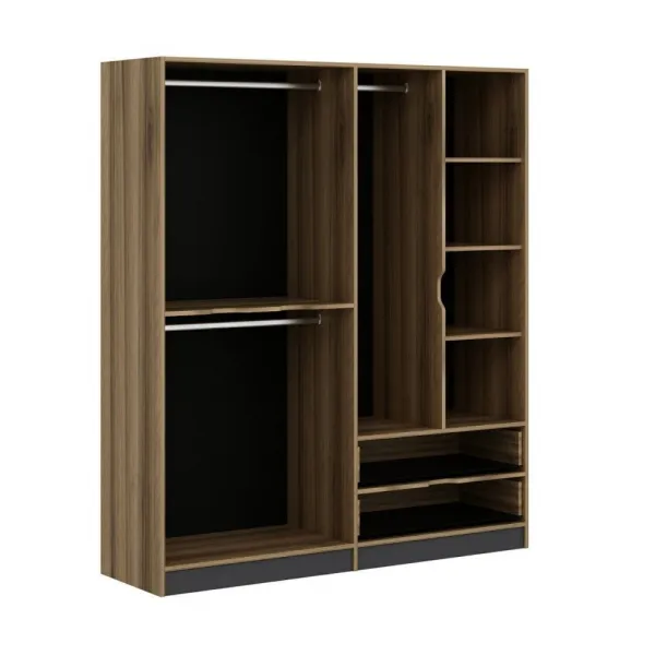 Kalune Design Šatní skříň Elina 180 cm grafit/ořech