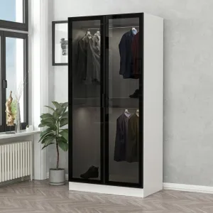 Šatníková skriňa Kale Glass Black - 210