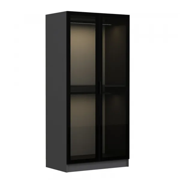 Šatníková skriňa Kale Glass Anthracite - 190