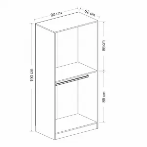 Šatníková skriňa Kale Glass Anthracite - 190