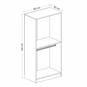 Šatníková skriňa Kale Glass Anthracite - 190