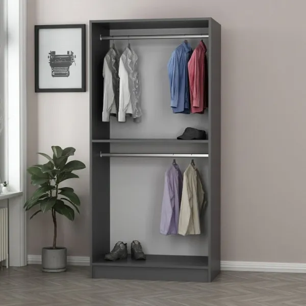 Šatníková skriňa Kale Glass Anthracite - 190