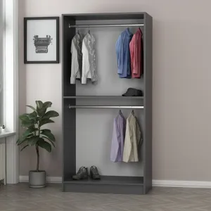 Šatníková skriňa Kale Glass Anthracite - 190