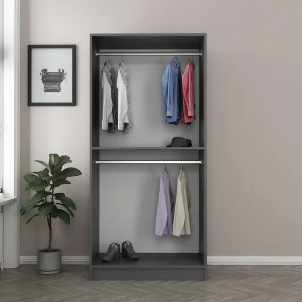 Šatníková skriňa Kale Glass Anthracite - 190