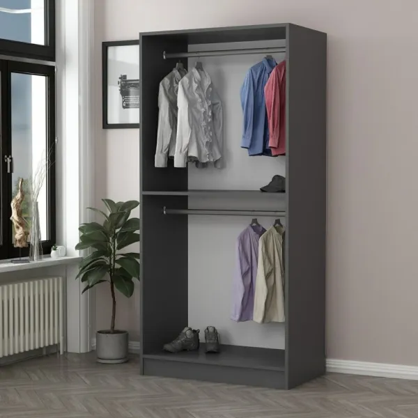 Šatníková skriňa Kale Glass Anthracite - 190