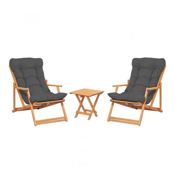Garden Table & Chairs Set (3 Pieces) My007 - Grey