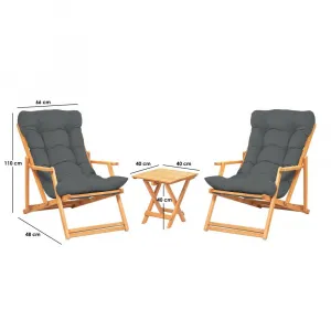 Garden Table & Chairs Set (3 Pieces) My007 - Grey