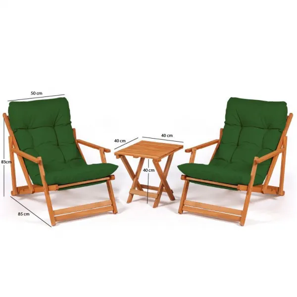 Garden Table & Chairs Set (3 Pieces) My007 - Green