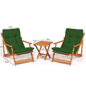 Garden Table & Chairs Set (3 Pieces) My007 - Green