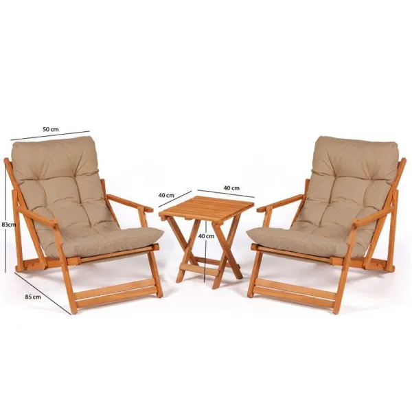 Garden Table & Chairs Set (3 Pieces) My007 - Brown