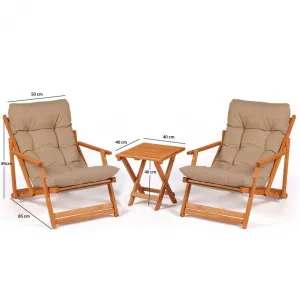 Garden Table & Chairs Set (3 Pieces) My007 - Brown