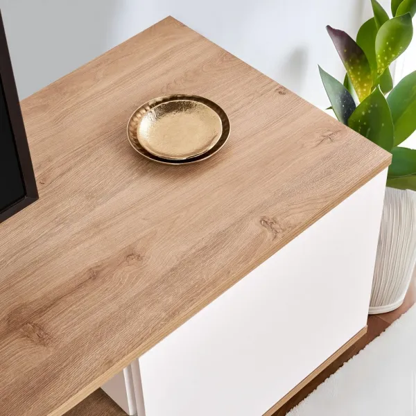 TV stolík Veramont - White, Cadiz Oak