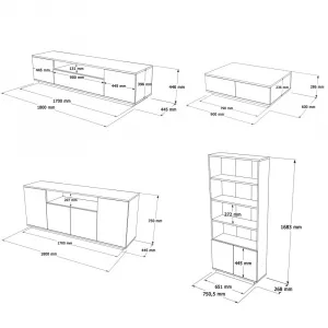 Kalune Design Sada nábytku do obývacího pokoje Fr 19 borovice Atlantic/bílá