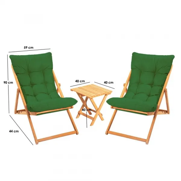 Garden Table & Chairs Set (3 Pieces) My005 - Green