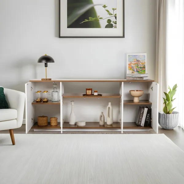 Konzolový stolík Arista - White, Walnut