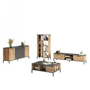 Kalune Design Sada nábytku do obývacího pokoje RI6 borovice Atlantic/antracit