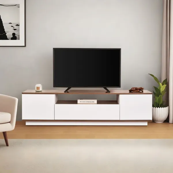 TV stolík Veramont - White, Walnut