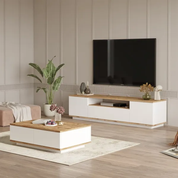 Kalune Design Sada nábytku do obývacího pokoje Fr 17 borovice Atlantic/bílá