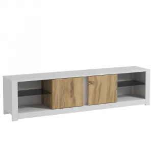 TV stolík Aydos - White, Oak
