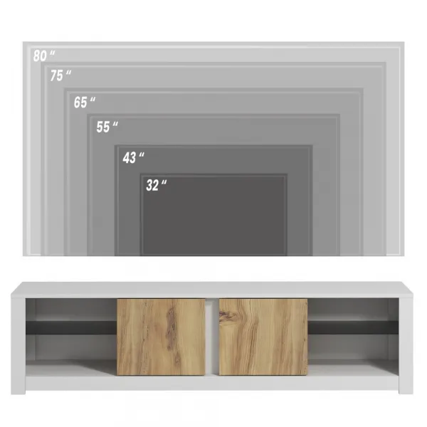 TV stolík Aydos - White, Oak