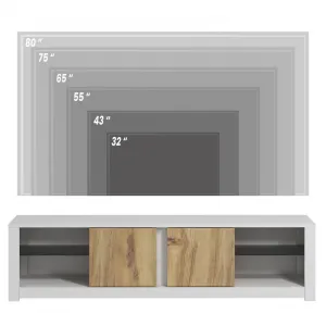 TV stolík Aydos - White, Oak