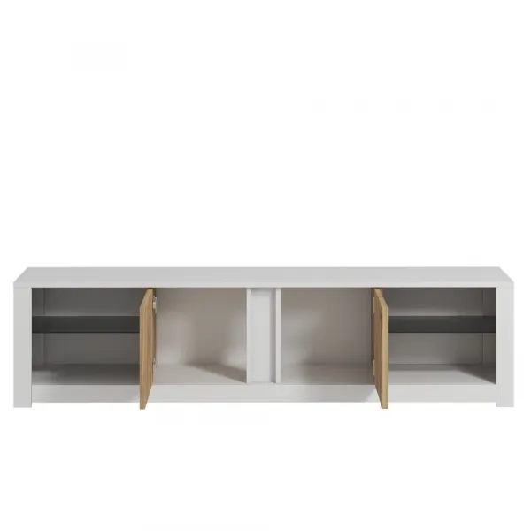 TV stolík Aydos - White, Oak