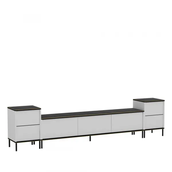 TV skrinka / Obývacia stena Imaj - White, Marble