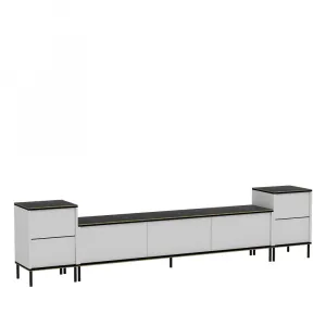 TV skrinka / Obývacia stena Imaj - White, Marble