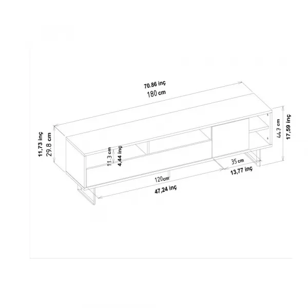 TV stolík Luga - Grey, Oak