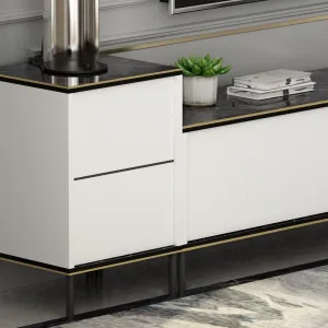 TV skrinka / Obývacia stena Imaj - White, Marble