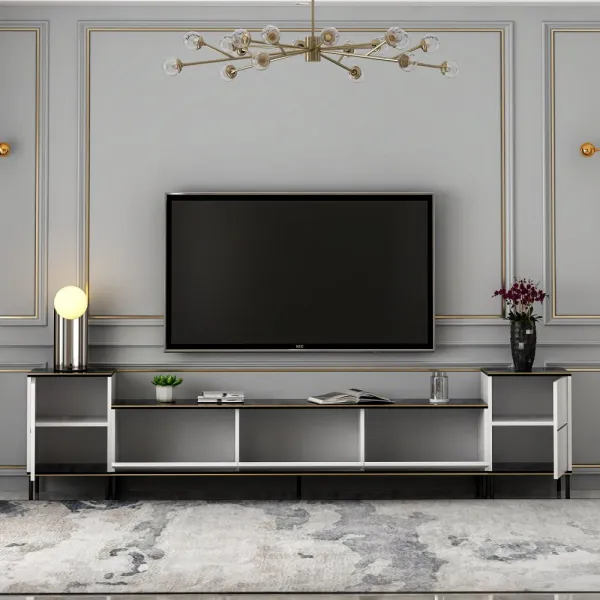 TV skrinka / Obývacia stena Imaj - White, Marble