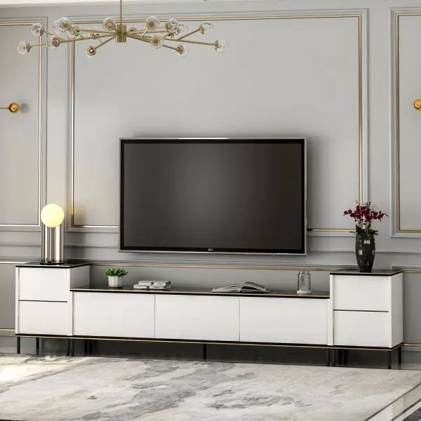 TV skrinka / Obývacia stena Imaj - White, Marble
