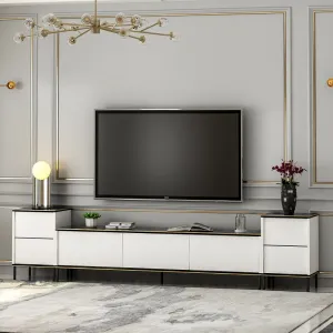 TV skrinka / Obývacia stena Imaj - White, Marble