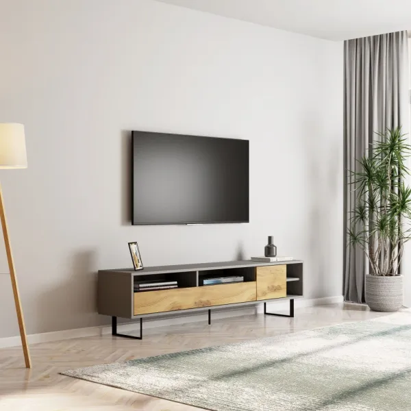 TV stolík Luga - Grey, Oak