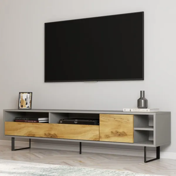 TV stolík Luga - Grey, Oak