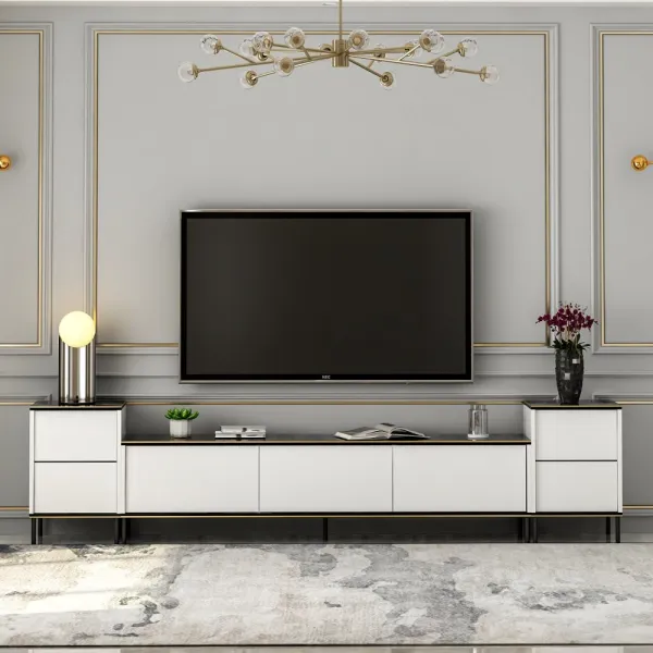 TV skrinka / Obývacia stena Imaj - White, Marble