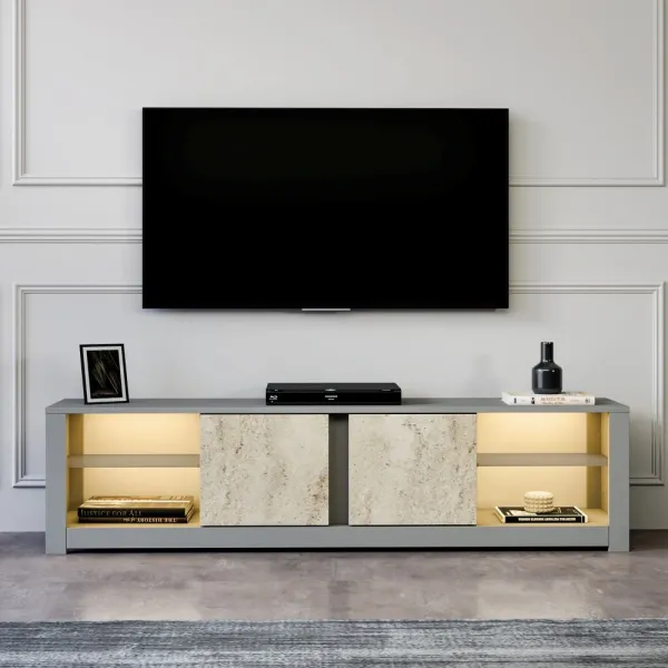 TV stolík Aydos - Grey, Travertine