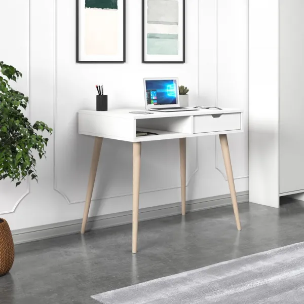 Písací stôl Offer - White, Wooden