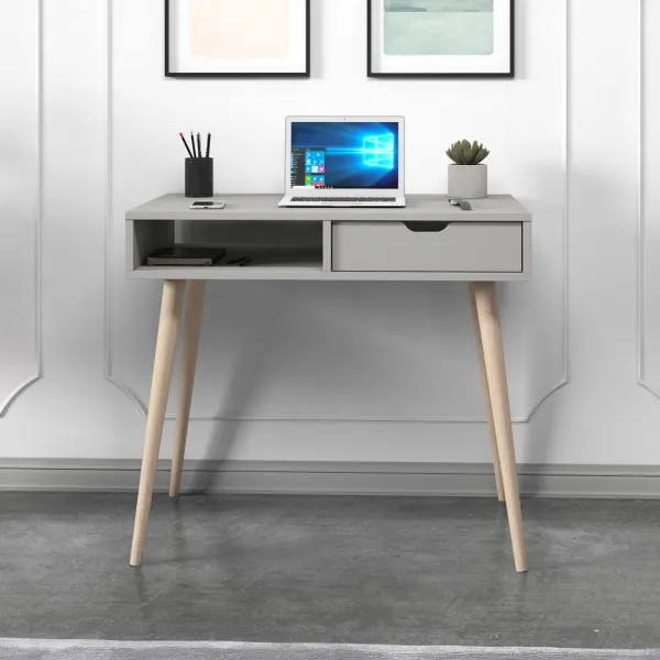 Písací stôl Offer - Grey, Wooden