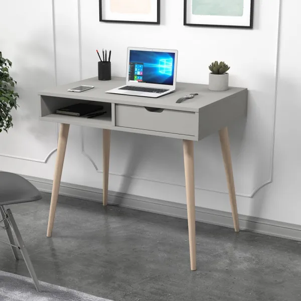 Písací stôl Offer - Grey, Wooden