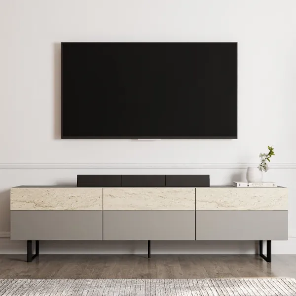 TV stolík Sign - Grey, Travertine