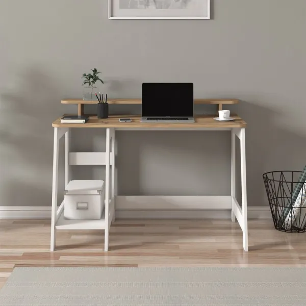 Písací stôl Country - White, Oak